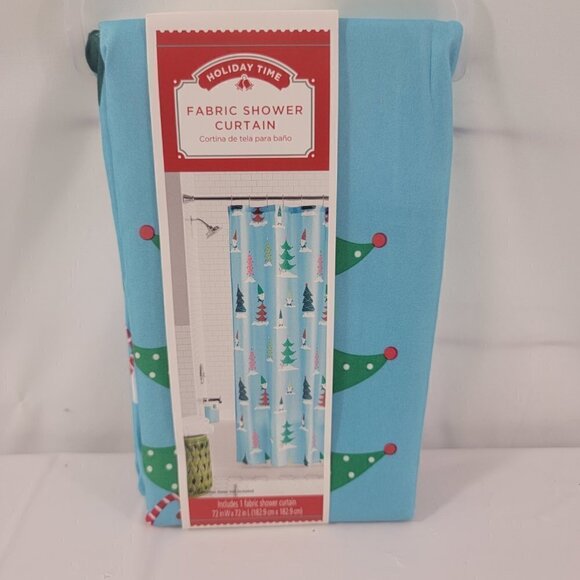 Holiday Time CHRISTMAS TREES AND GNOMES Fabric Shower Curtain – 72” x 72” - Picture 11 of 14